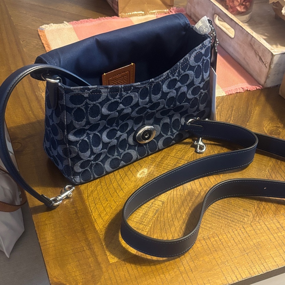Coach Navy Signature Shoulder Bag - Picture 7 of 11
